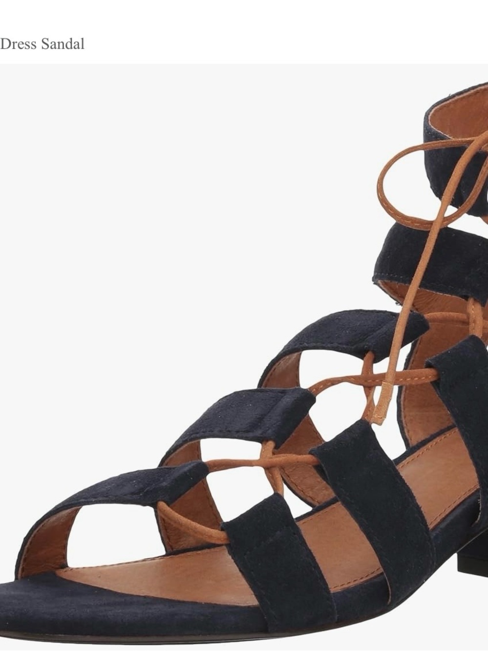 Frye Navy Suede Lace-Up Sandal with Tan Straps